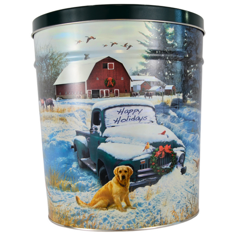 3.5 Gallon "Countryside Christmas" Holiday Popcorn Tin