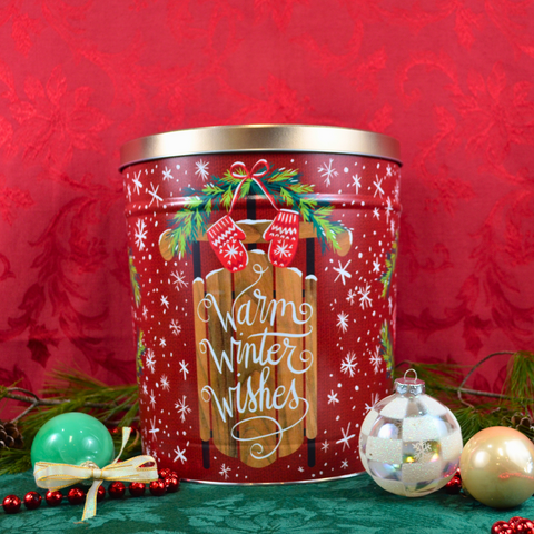 3.5 Gallon "Warm Winter Wishes" Holiday Popcorn Tin
