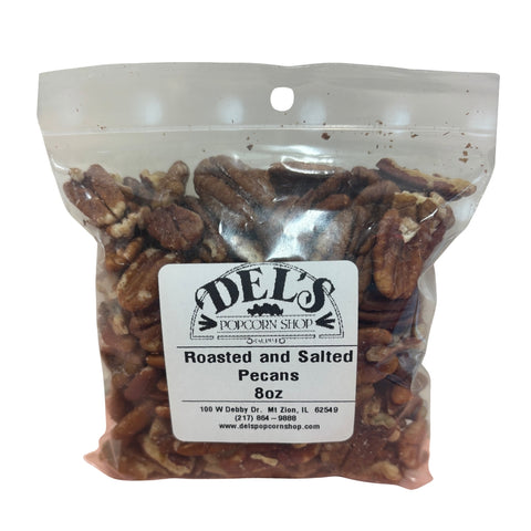 8 oz. bag of Del's roasted and salted pecans