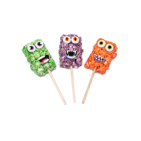 Silly Popcorn Monsters on a Stick