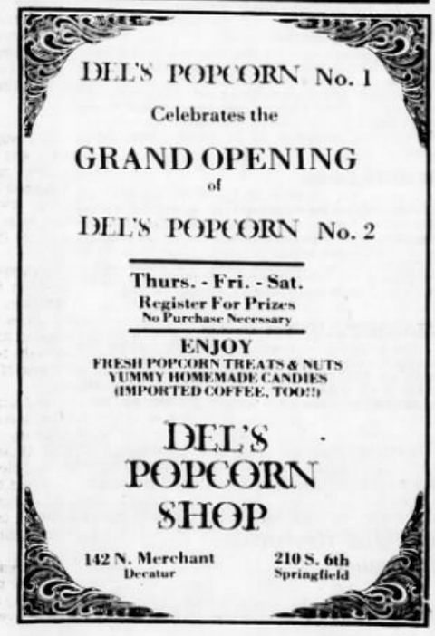 Today in Del's History - Del's Unveils Second Location in Springfield, Illinois - Del's Popcorn Shop