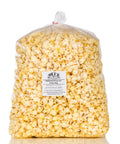 Full party-size bag of Del's seasoned popcorn, packed with fresh popped kernels