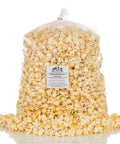 Del's Popcorn Shop seasoned popcorn party bag filled with popped kernels