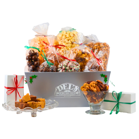 Extra Large Platinum Del’s Logo Market Tray with Holly & Berries