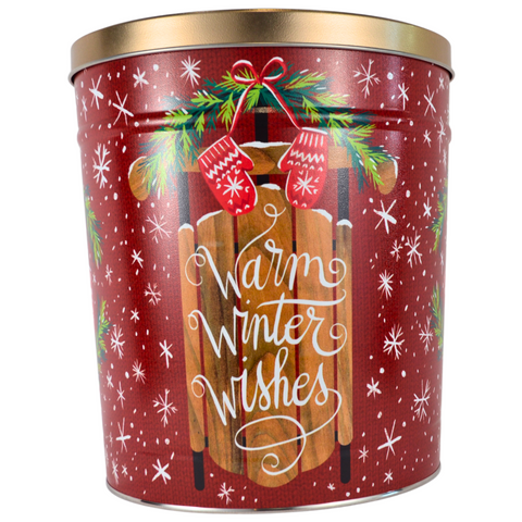 3.5 Gallon "Warm Winter Wishes" Holiday Popcorn Tin