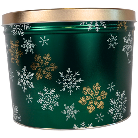 2 Gallon "Emerald Snowfall" Holiday Popcorn Tin