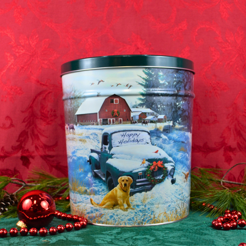 3.5 Gallon "Countryside Christmas" Holiday Popcorn Tin