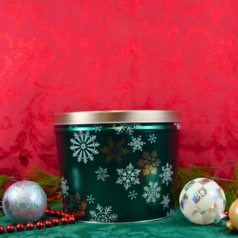 2 Gallon "Emerald Snowfall" Holiday Popcorn Tin