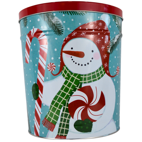 3.5 Gallon "Peppermint Snowmen" Holiday Popcorn Tin