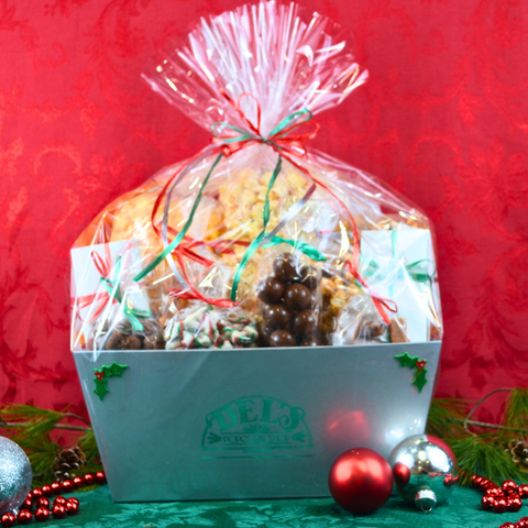 Extra Large Platinum Del’s Logo Market Tray with Holly & Berries