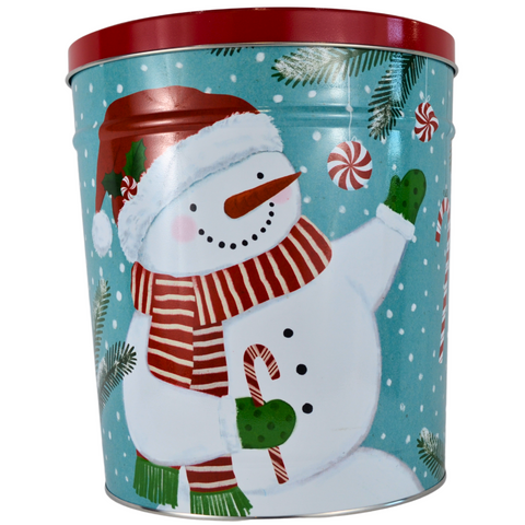 3.5 Gallon "Peppermint Snowmen" Holiday Popcorn Tin
