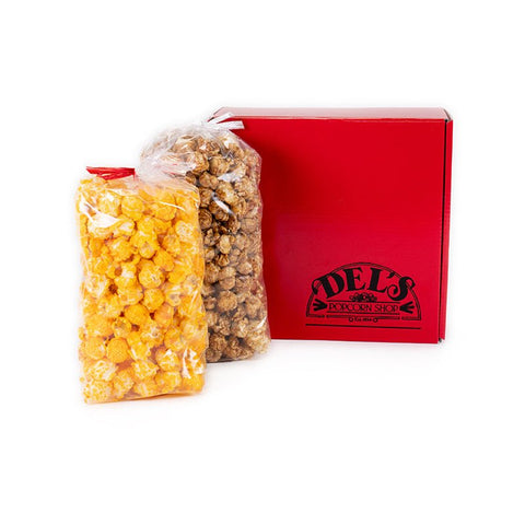 Small Red Del's Popcorn Gift Box