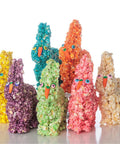Colorful popcorn bunnies for Easter made with non-GMO corn