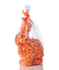 Orange popcorn bunny made for Easter celebrations - wrapped in transparent cellophane  