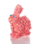 Pink popcorn Easter bunny with blue eyes and orange nose