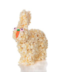 White Popcorn bunny for Easter with a carrot nose on a white background