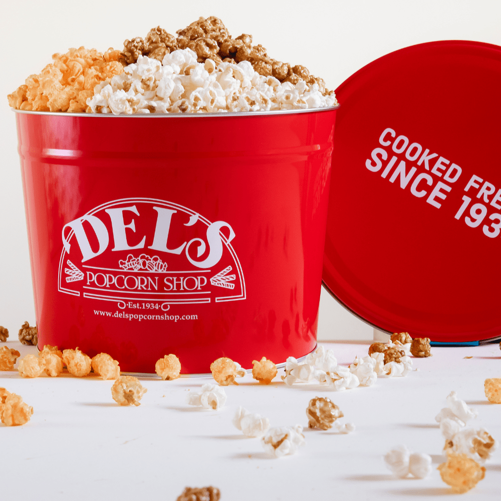 2 Gallon Signature Popcorn Tin - Del's Popcorn Shop